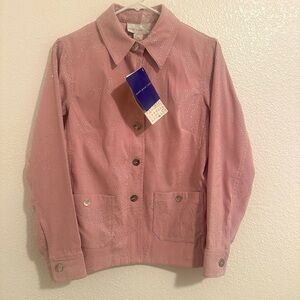 Susan Graver Blazer Women’s XS Pink Bedazzled Vintage Button Front Jacket NWT
